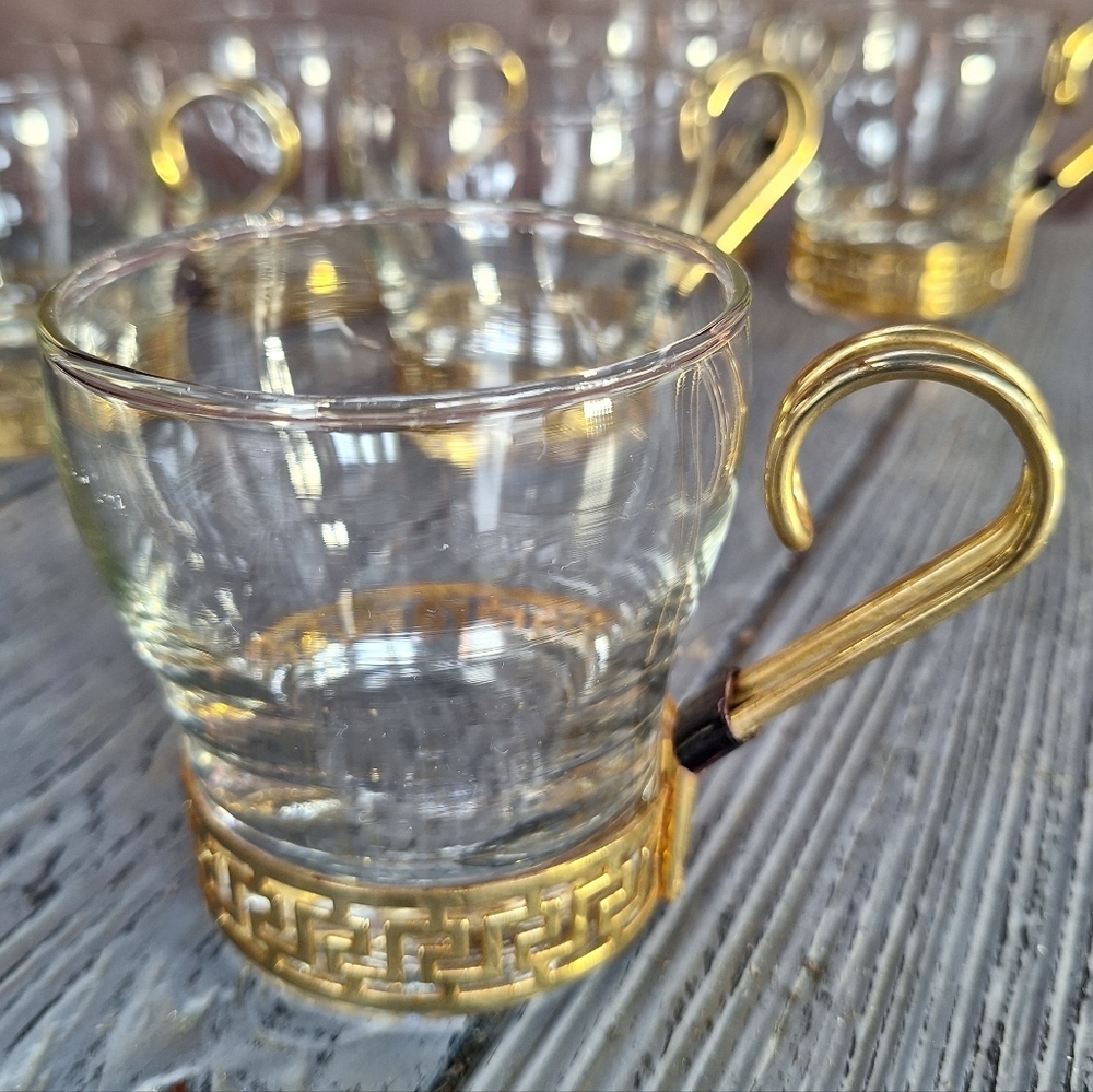 Vintage Libbey Glass Co. "Greek Key" Continental Coffee Cups 6 - Picture 4 of 10